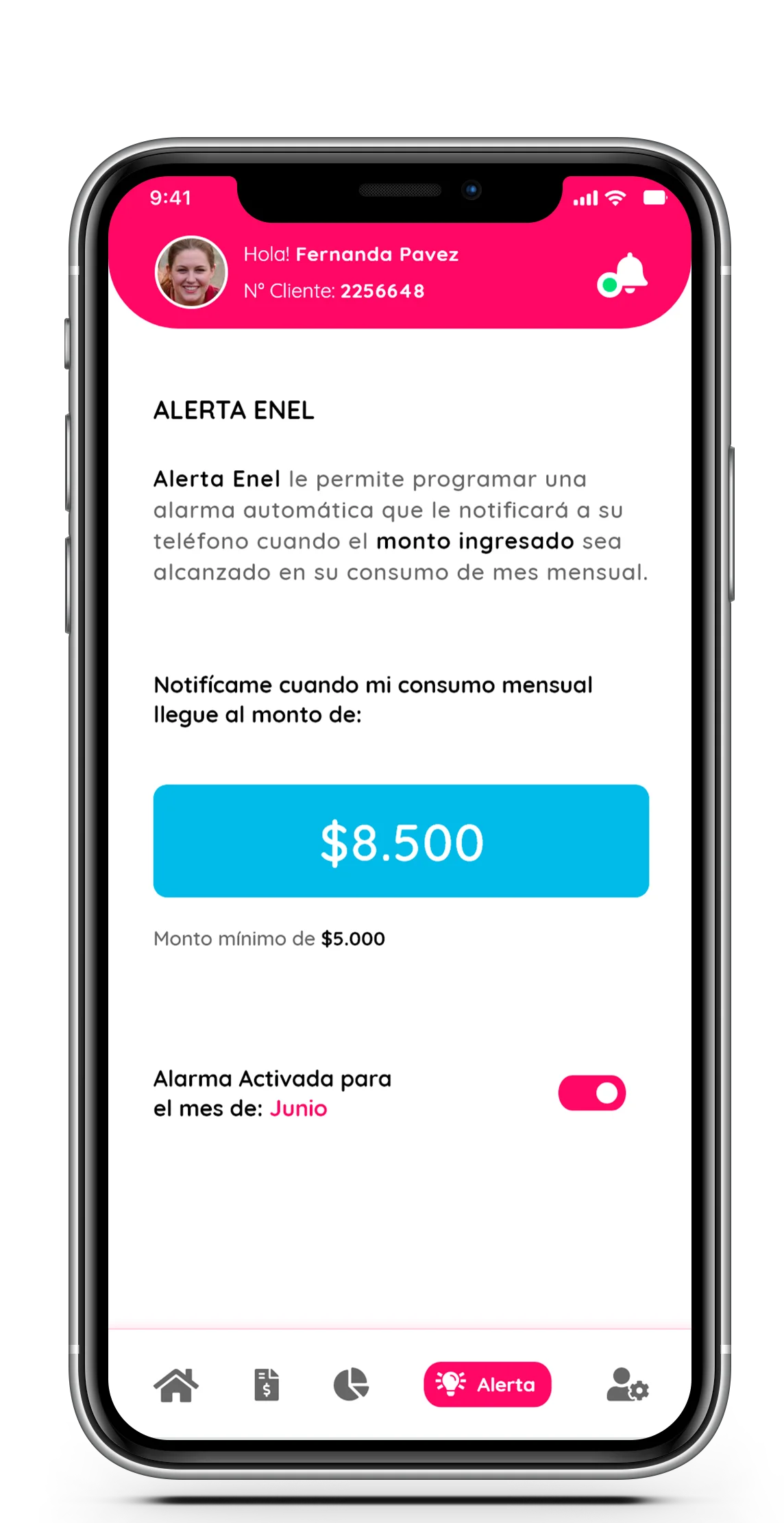 Enel App. Pantalla Alerta Enel.