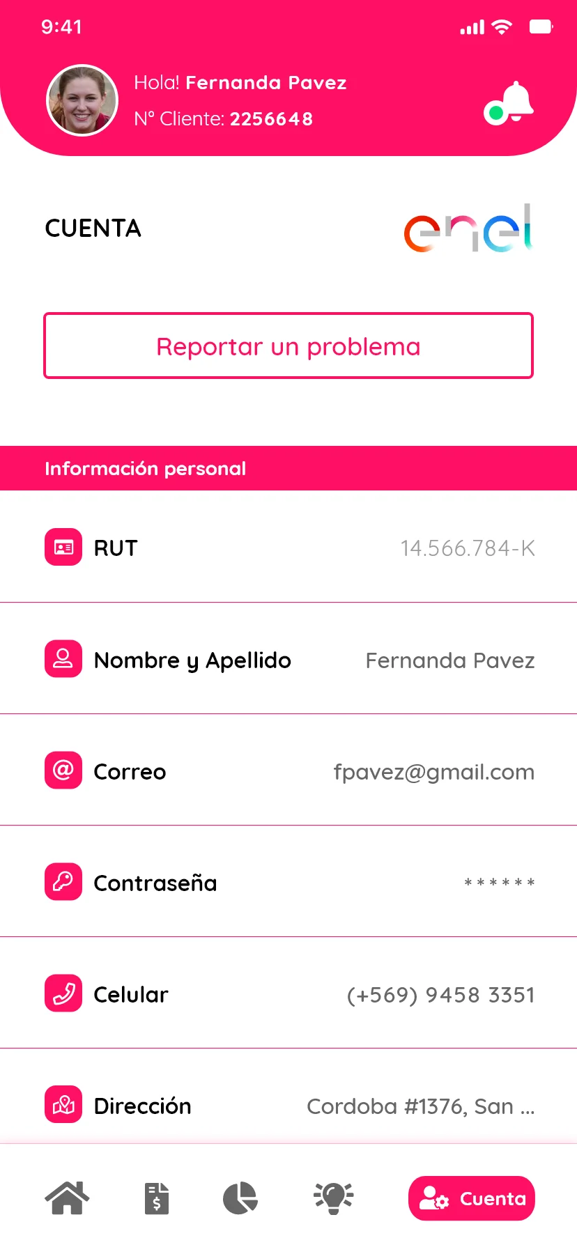 Enel App. Pantalla #4